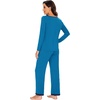 image:imageWiWi Womens Pajama Sets Soft Long Sleeves Top with Pants Cooling PJ 2 Piece Viscose from Bamboo Loungewear Set SXXLBteal Blue