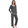 image:imageWiWi Womens Pajama Sets Soft Long Sleeves Top with Pants Cooling PJ 2 Piece Viscose from Bamboo Loungewear Set SXXLCdark Heather Grey