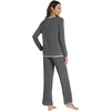 image:imageWiWi Womens Pajama Sets Soft Long Sleeves Top with Pants Cooling PJ 2 Piece Viscose from Bamboo Loungewear Set SXXLCdark Heather Grey