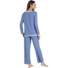 image:imageWiWi Womens Pajama Sets Soft Long Sleeves Top with Pants Cooling PJ 2 Piece Viscose from Bamboo Loungewear Set SXXLCfog Blue