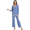 image:imageWiWi Womens Pajama Sets Soft Long Sleeves Top with Pants Cooling PJ 2 Piece Viscose from Bamboo Loungewear Set SXXLCfog Blue