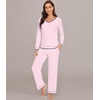 image:imageWiWi Womens Pajama Sets Soft Long Sleeves Top with Pants Cooling PJ 2 Piece Viscose from Bamboo Loungewear Set SXXLCpink