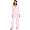 image:imageWiWi Womens Pajama Sets Soft Long Sleeves Top with Pants Cooling PJ 2 Piece Viscose from Bamboo Loungewear Set SXXLCpink