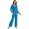 image:imageWiWi Womens Pajama Sets Soft Long Sleeves Top with Pants Cooling PJ 2 Piece Viscose from Bamboo Loungewear Set SXXLCteal Blue