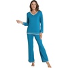 image:imageWiWi Womens Pajama Sets Soft Long Sleeves Top with Pants Cooling PJ 2 Piece Viscose from Bamboo Loungewear Set SXXLCteal Blue