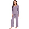 image:imageWiWi Womens Pajama Sets Soft Long Sleeves Top with Pants Cooling PJ 2 Piece Viscose from Bamboo Loungewear Set SXXLCviolet