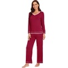 image:imageWiWi Womens Pajama Sets Soft Long Sleeves Top with Pants Cooling PJ 2 Piece Viscose from Bamboo Loungewear Set SXXLCwine Red