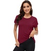 image:imageWiWi Womens Pajama Tops Soft Crew Neck Sleep Shirt Loose Short Sleeves TShirt Viscose from Bamboo SXXLBurgundy