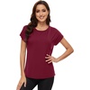 image:imageWiWi Womens Pajama Tops Soft Crew Neck Sleep Shirt Loose Short Sleeves TShirt Viscose from Bamboo SXXLBurgundy