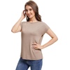 image:imageWiWi Womens Pajama Tops Soft Crew Neck Sleep Shirt Loose Short Sleeves TShirt Viscose from Bamboo SXXLCamel