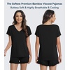 image:imageWiWi Womens Pajamas Set Bamboo Viscose Super Soft Short Sleeve Top Ruffle Shorts Sleepwear Cooling Pj Sets SXXLAblack