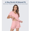 image:imageWiWi Womens Pajamas Set Bamboo Viscose Super Soft Short Sleeve Top Ruffle Shorts Sleepwear Cooling Pj Sets SXXLAblush Pink