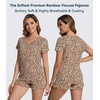 image:imageWiWi Womens Pajamas Set Bamboo Viscose Super Soft Short Sleeve Top Ruffle Shorts Sleepwear Cooling Pj Sets SXXLAbrown Leopard