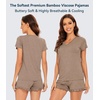 image:imageWiWi Womens Pajamas Set Bamboo Viscose Super Soft Short Sleeve Top Ruffle Shorts Sleepwear Cooling Pj Sets SXXLAcamel