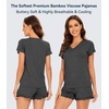 image:imageWiWi Womens Pajamas Set Bamboo Viscose Super Soft Short Sleeve Top Ruffle Shorts Sleepwear Cooling Pj Sets SXXLAcharcoal Heather