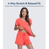 image:imageWiWi Womens Pajamas Set Bamboo Viscose Super Soft Short Sleeve Top Ruffle Shorts Sleepwear Cooling Pj Sets SXXLAcoral