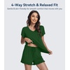 image:imageWiWi Womens Pajamas Set Bamboo Viscose Super Soft Short Sleeve Top Ruffle Shorts Sleepwear Cooling Pj Sets SXXLAdark Green