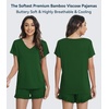 image:imageWiWi Womens Pajamas Set Bamboo Viscose Super Soft Short Sleeve Top Ruffle Shorts Sleepwear Cooling Pj Sets SXXLAdark Green