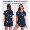 image:imageWiWi Womens Pajamas Set Bamboo Viscose Super Soft Short Sleeve Top Ruffle Shorts Sleepwear Cooling Pj Sets SXXLAdark Navy Star