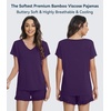 image:imageWiWi Womens Pajamas Set Bamboo Viscose Super Soft Short Sleeve Top Ruffle Shorts Sleepwear Cooling Pj Sets SXXLAdark Purple