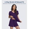 image:imageWiWi Womens Pajamas Set Bamboo Viscose Super Soft Short Sleeve Top Ruffle Shorts Sleepwear Cooling Pj Sets SXXLAdark Purple