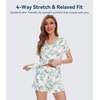 image:imageWiWi Womens Pajamas Set Bamboo Viscose Super Soft Short Sleeve Top Ruffle Shorts Sleepwear Cooling Pj Sets SXXLAgreen Leaf