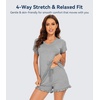 image:imageWiWi Womens Pajamas Set Bamboo Viscose Super Soft Short Sleeve Top Ruffle Shorts Sleepwear Cooling Pj Sets SXXLAheather Grey