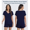 image:imageWiWi Womens Pajamas Set Bamboo Viscose Super Soft Short Sleeve Top Ruffle Shorts Sleepwear Cooling Pj Sets SXXLAnavy