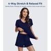 image:imageWiWi Womens Pajamas Set Bamboo Viscose Super Soft Short Sleeve Top Ruffle Shorts Sleepwear Cooling Pj Sets SXXLAnavy