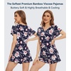 image:imageWiWi Womens Pajamas Set Bamboo Viscose Super Soft Short Sleeve Top Ruffle Shorts Sleepwear Cooling Pj Sets SXXLAnavyPeony