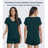 image:imageWiWi Womens Pajamas Set Bamboo Viscose Super Soft Short Sleeve Top Ruffle Shorts Sleepwear Cooling Pj Sets SXXLApeacock Green