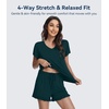 image:imageWiWi Womens Pajamas Set Bamboo Viscose Super Soft Short Sleeve Top Ruffle Shorts Sleepwear Cooling Pj Sets SXXLApeacock Green