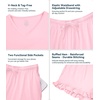 image:imageWiWi Womens Pajamas Set Bamboo Viscose Super Soft Short Sleeve Top Ruffle Shorts Sleepwear Cooling Pj Sets SXXLApink