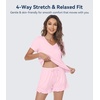 image:imageWiWi Womens Pajamas Set Bamboo Viscose Super Soft Short Sleeve Top Ruffle Shorts Sleepwear Cooling Pj Sets SXXLApink