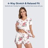 image:imageWiWi Womens Pajamas Set Bamboo Viscose Super Soft Short Sleeve Top Ruffle Shorts Sleepwear Cooling Pj Sets SXXLApink Rose on White