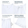 image:imageWiWi Womens Pajamas Set Bamboo Viscose Super Soft Short Sleeve Top Ruffle Shorts Sleepwear Cooling Pj Sets SXXLApure White
