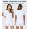 image:imageWiWi Womens Pajamas Set Bamboo Viscose Super Soft Short Sleeve Top Ruffle Shorts Sleepwear Cooling Pj Sets SXXLApure White
