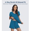 image:imageWiWi Womens Pajamas Set Bamboo Viscose Super Soft Short Sleeve Top Ruffle Shorts Sleepwear Cooling Pj Sets SXXLAteal Blue