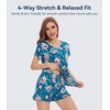 image:imageWiWi Womens Pajamas Set Bamboo Viscose Super Soft Short Sleeve Top Ruffle Shorts Sleepwear Cooling Pj Sets SXXLAteal BluePeony