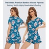 image:imageWiWi Womens Pajamas Set Bamboo Viscose Super Soft Short Sleeve Top Ruffle Shorts Sleepwear Cooling Pj Sets SXXLAteal BluePeony