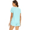 image:imageWiWi Womens Pajamas Set Bamboo Viscose Super Soft Short Sleeve Top Ruffle Shorts Sleepwear Cooling Pj Sets SXXLBaqua