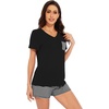 image:imageWiWi Womens Pajamas Set Bamboo Viscose Super Soft Short Sleeve Top Ruffle Shorts Sleepwear Cooling Pj Sets SXXLCblack Stripe