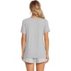 image:imageWiWi Womens Pajamas Set Bamboo Viscose Super Soft Short Sleeve Top Ruffle Shorts Sleepwear Cooling Pj Sets SXXLCheather Grey Stripe