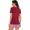 image:imageWiWi Womens Pajamas Set Bamboo Viscose Super Soft Short Sleeve Top Ruffle Shorts Sleepwear Cooling Pj Sets SXXLCwine Stripe
