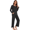 image:imageWiWi Womens Pajamas Set Sleepwear Loungewear Long Sleeve Pajama Sets Soft Pjs Viscose from Bamboo 2 Piece PJ SXXLAblack