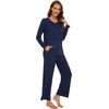 image:imageWiWi Womens Pajamas Set Sleepwear Loungewear Long Sleeve Pajama Sets Soft Pjs Viscose from Bamboo 2 Piece PJ SXXLAnavy