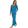image:imageWiWi Womens Pajamas Set Sleepwear Loungewear Long Sleeve Pajama Sets Soft Pjs Viscose from Bamboo 2 Piece PJ SXXLAteal Blue