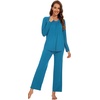 image:imageWiWi Womens Pajamas Set Sleepwear Loungewear Long Sleeve Pajama Sets Soft Pjs Viscose from Bamboo 2 Piece PJ SXXLAteal Blue
