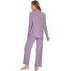 image:imageWiWi Womens Pajamas Set Sleepwear Loungewear Long Sleeve Pajama Sets Soft Pjs Viscose from Bamboo 2 Piece PJ SXXLAviolet