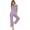 image:imageWiWi Womens Pajamas Set Sleepwear Loungewear Long Sleeve Pajama Sets Soft Pjs Viscose from Bamboo 2 Piece PJ SXXLAviolet